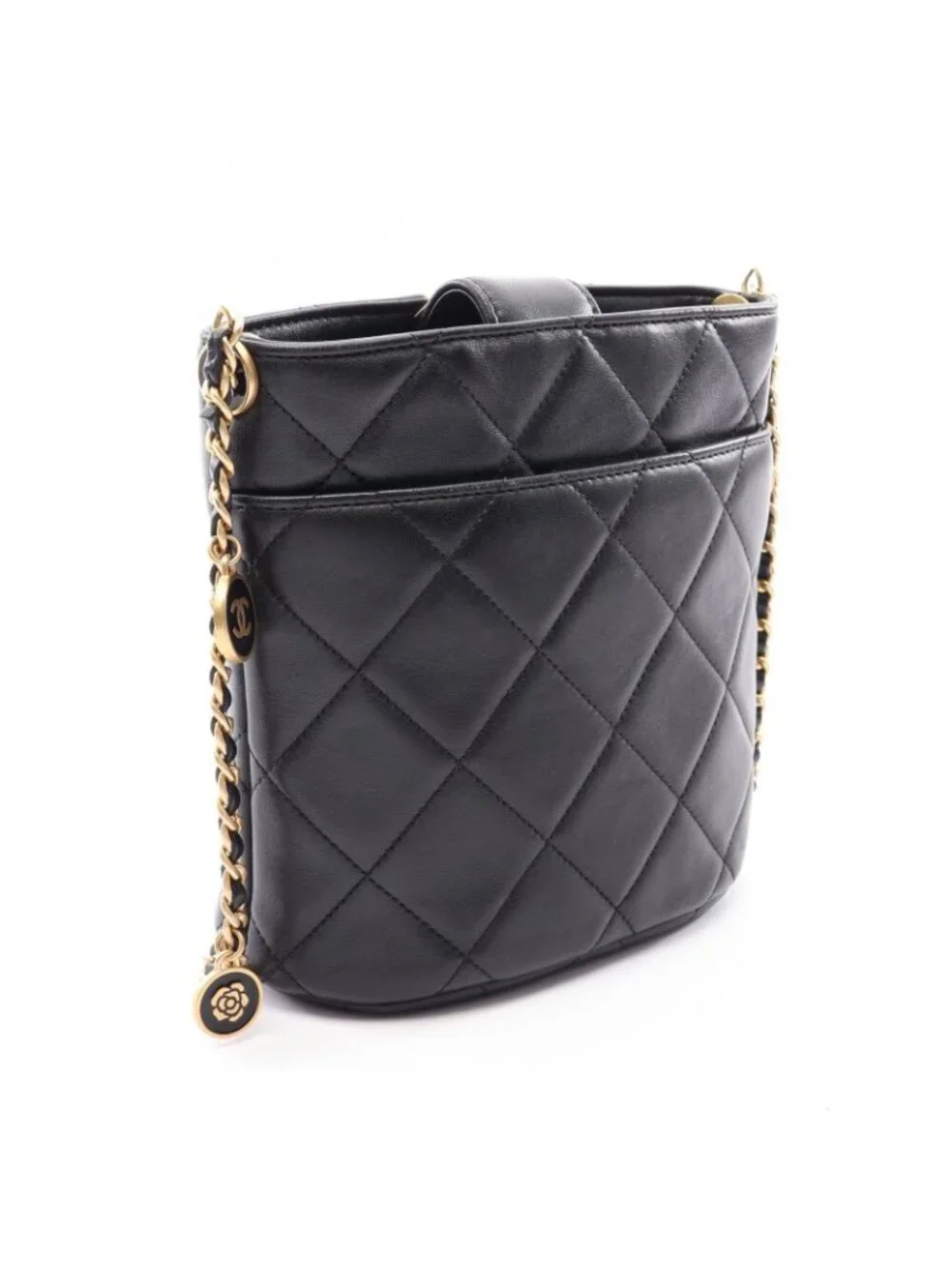 Chanel Shoulder Bag Quilted Black Lambskin Chain
